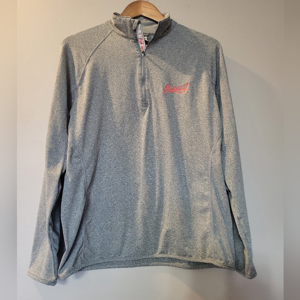 Budweiser This Buds For You Long Sleeve Half Zip Embroidered Pullover Womens M